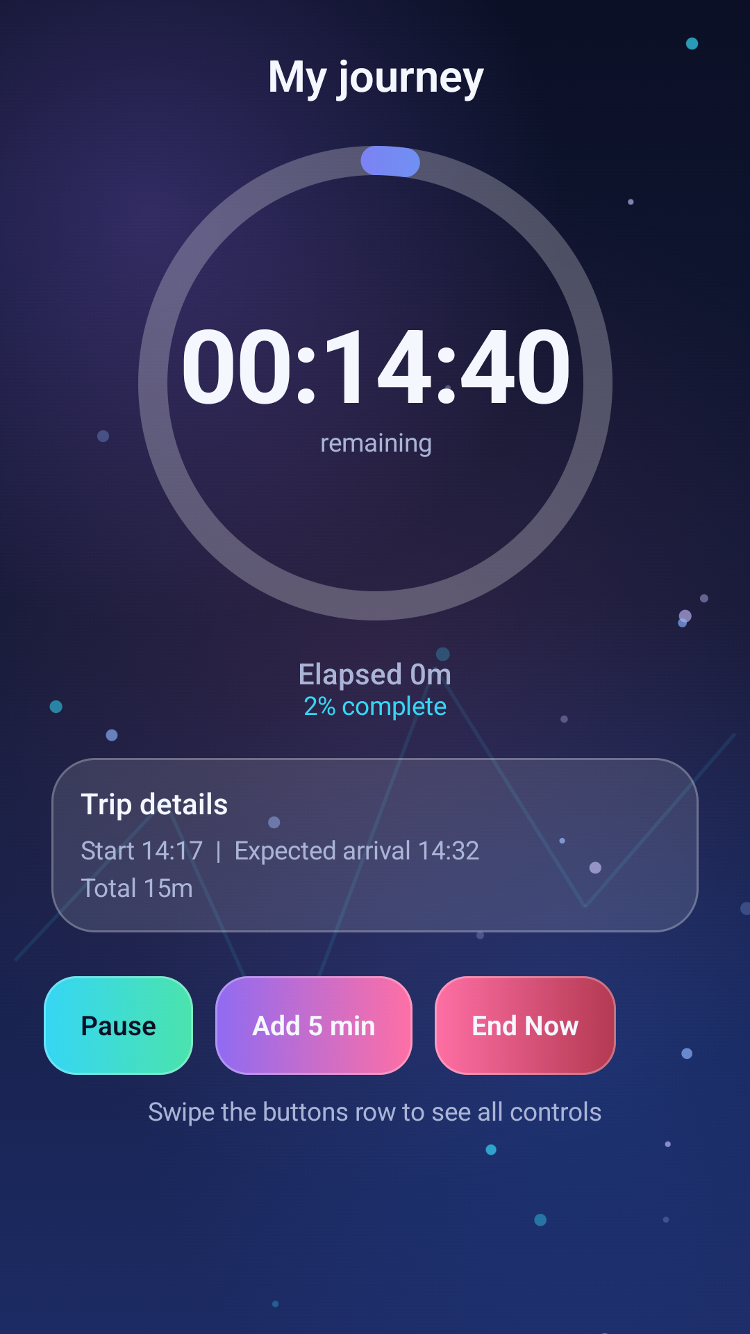 Journey Timer active countdown